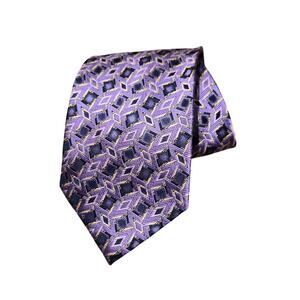 Seta Zone 100% Silk Purple and Black Patterned Necktie